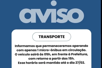 Transporte Municipal opera em horário reduzido até 27/02