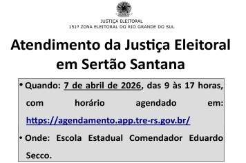 Justiça Eleitoral terá atendimento em Sertão Santana