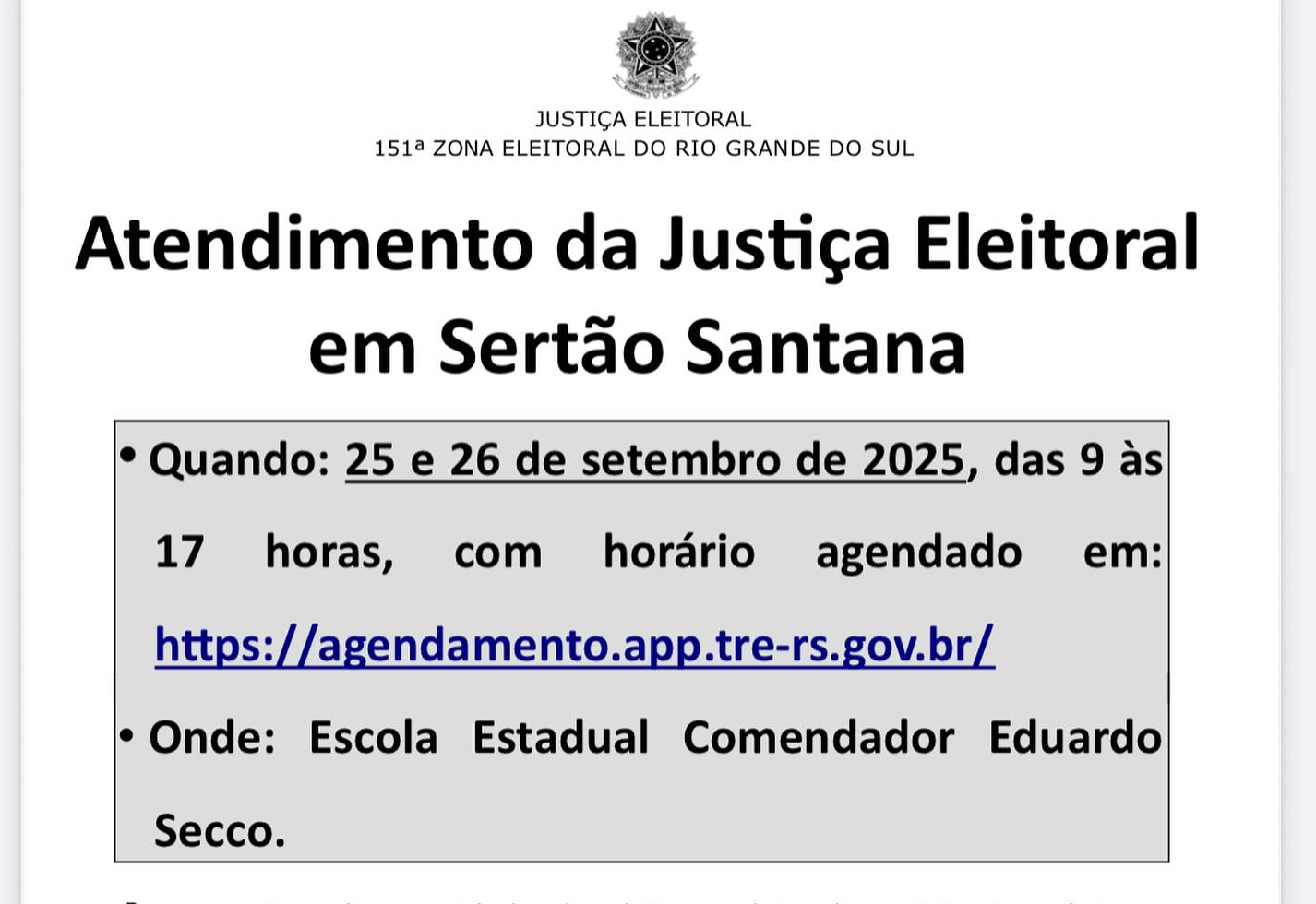 Atendimento da Justiça Eleitoral em Sertão Santana