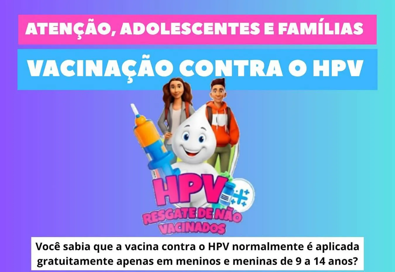 Vacinação contra o HPV é ampliada em Sertão Santana
