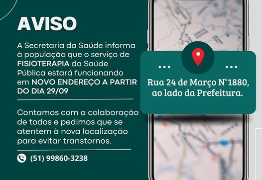 Fisioterapia da Saúde Pública muda de endereço